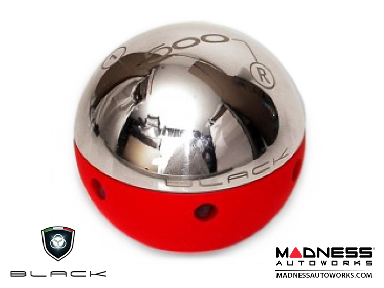 FIAT 500 Gear Shift Knob by BLACK Chrome Top w/ Red Base 500